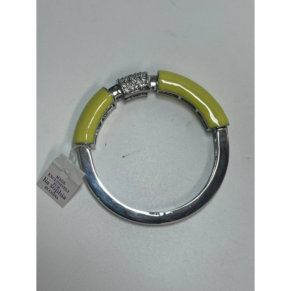 Lia Sophia Technicolor Stretch Bangle Bracelet In Silver & Citron New